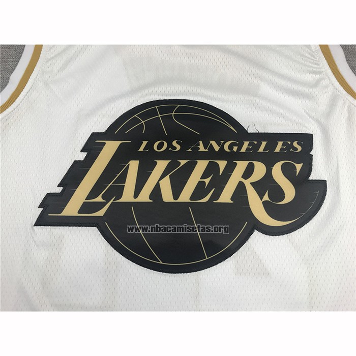 Camiseta Golden Edition Los Angeles Lakers Lebron James NO 23 Blanco